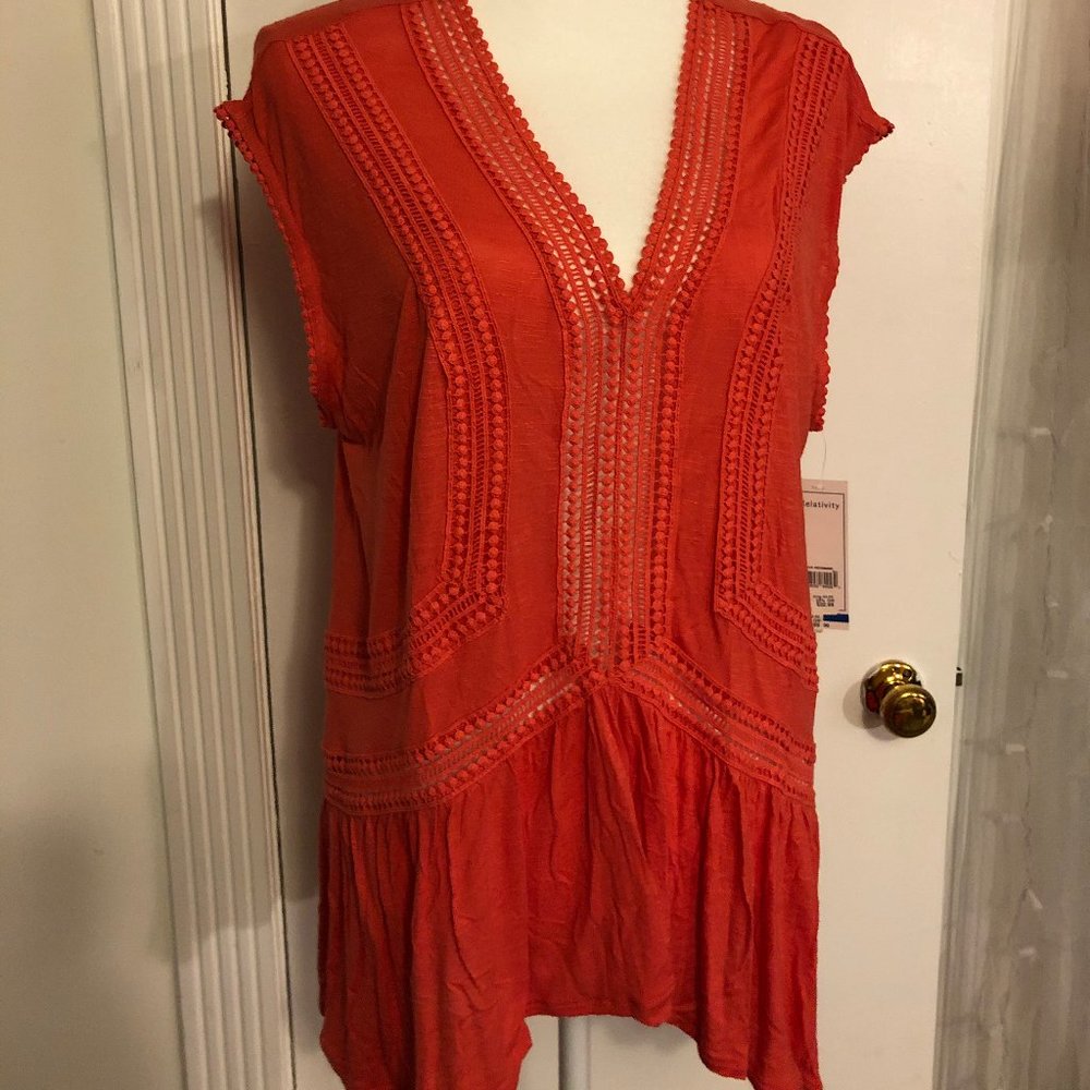 NEW Relativity Coral Sleeveless Blouse Size XL